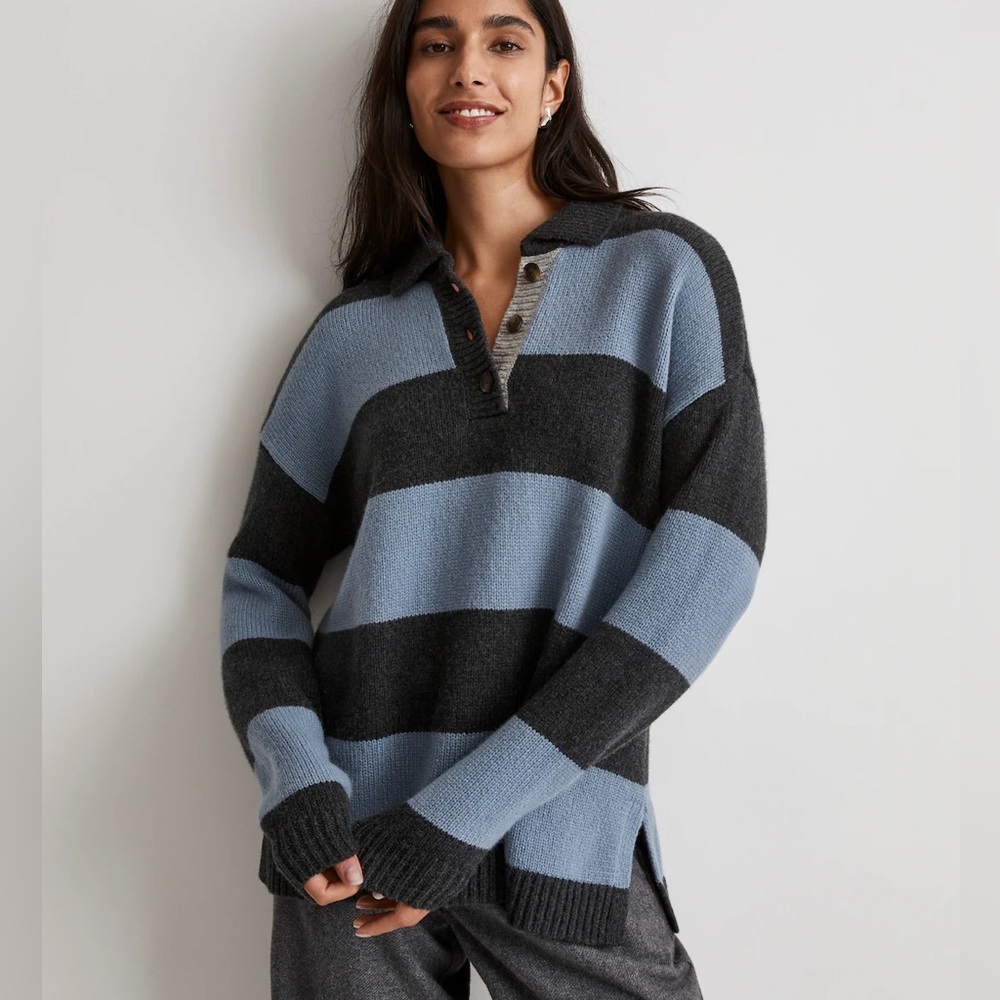 Madewell Rugby Stripe Polo Sweater Size XXS NWT